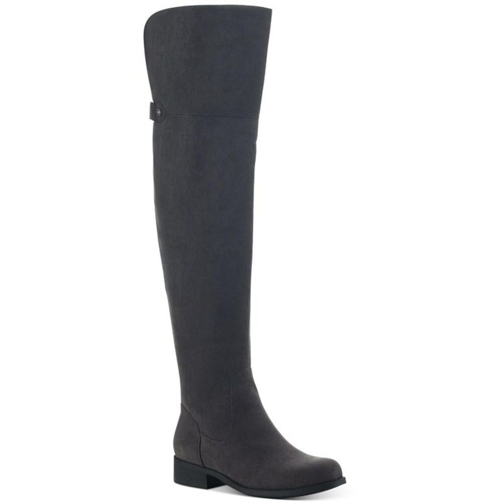 SUN STONE Womens Gray Goring Allicce Round Toe Block Heel Zip-Up Boots 6 M